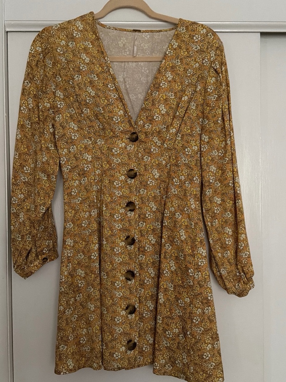Vintage Free People Floral Button-Front Dress